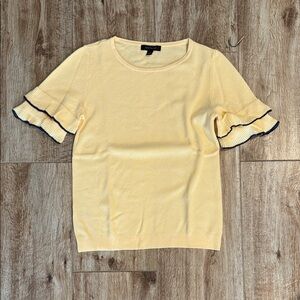 Ann Taylor Yellow Ruffle Sleeve Top